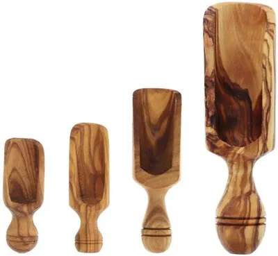 Produktbild von Kräuterkelle-Set, 4 Stück – Olivenholz für Kräuterdosierer