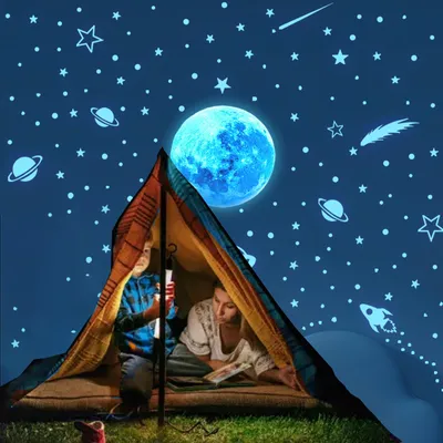 Produktbild von Leuchtende Sternenaufkleber, 1 Set Planeten-Wandaufkleber, realistische 3D-Leuchtsterne-Wandaufkleber, DIY-Leuchtaufkleber zum Selbermachen für Kinder, Jungen-Wandaufkleber für Kinderzimmer, Schlafzimmer, Wohnzimmer (Blau)