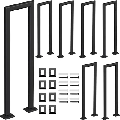 Produktbild von Vigevee 95cm U-Form Treppengeländer Schwarz Ovalrohr Handlauf Aufrechte Montage
