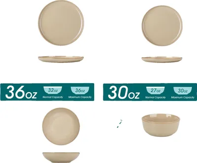 Obrázek produktu pro Sada nádobí, jedinečná reaktivní glazura, odolná keramika, 16 kusů