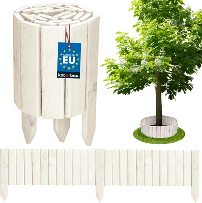 Produktbild von KOTARBAU® Beeteinfassung 110x20cm Rollborder Flexible Beetumrandung Beet Zaun Abgrenzung für Blumenbeete Steckzaun Rasenkante Kiefernholz Weiß