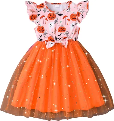 Produktbild von Kinderkostüm zum Halloween, orange-weiß, Größe 110 - Kürbis