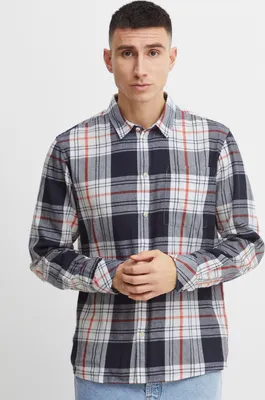Produktbild von !Solid SDEsdras Herren Freizeithemd Hemd Langarmhemd mit Brusttasche normaler Hemd Kragen hochwertige Baumwoll-Qualität Oversize Fit Kariert Überhemd