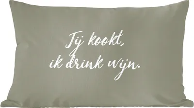Produktbild von MuchoWow® Zierkissen Sofakissen Wohnzimmer Dekokissen 50x30 cm Zitate - Du kochst, ich trinke Wein - Sprichwörter - Wohnzimmerdekoration - Polster mit Photo