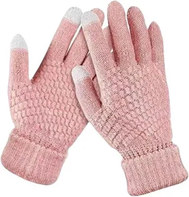 Produktbild von Winterhandschuhe für Damen – Gestrickte, rote, warme Handschuhe für Radfahren, Laufen und Skifahren