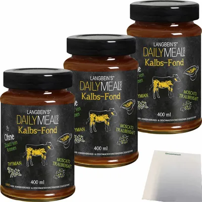 Produktbild von Langbeins DailyMeal Kalbs-Fond 3er Pack (3x400ml Glas) + usy Block