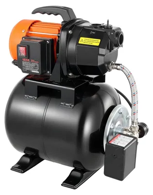 Zdjęcie produktu dla Pompa do płytkich studni o mocy 1 KM z zbiornikiem ciśnieniowym, 230 V, wydajność 3750 l/h; żeliwna pompa strumieniowa do nawadniania ze zbiornikiem o pojemności 19 l; automatyczny system podnoszenia ciśnienia i przesyłu wody; przełącznik ciśnieniowy 1,4–2,8 bara; do trawników przydomowych