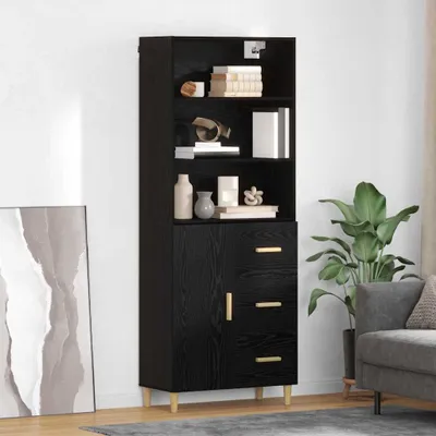 Obrázek produktu pro vidaXL Vysoká skříňka, černá, vzhled dubu, 69,5 x 32,5 x 180 cm