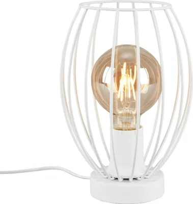 Immagine prodotto di Lampada da tavolo con interruttore a cavo e paralume in filo metallico 1xE27 25W bianca in metallo Briloner