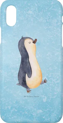 Produktbild von Mr. & Mrs. Panda Iphone 10 Handyhülle Pinguin marschieren - Eisblau - Geschenk, Spazieren, Familie, Cover, Schwester, Bruder, Handy, Hülle, X, Pinguine