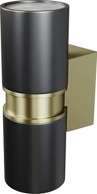 Image de Applique d'extérieur Bowery noir et or, 2xGU10x50W, métal, dimensions : 18 x 6,4 x 9,5 cm, IP54, Maytoni