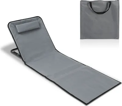 Image de Tapis de plage Jayseuw avec sangle avec appuie-tête Dossier réglable 600D polyester gris 1 pièce 158cm x 55cm