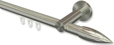 Produktbild von Interdeco Innenlaufstange, Gardinenstange mit Innenlauf Edelstahl-Optik Modell Platon Samanto, 20 mm Ø 1-läufig, 180 cm
