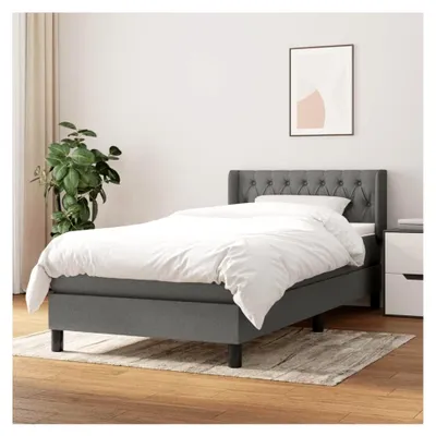 Produktbild von Lattenrost mit Matratze, dunkelgrau, 90 x 200 cm, Stoff, Plattformbett, mit Lattenhalter, einfache Montage für Schlafzimmer, Erwachsene