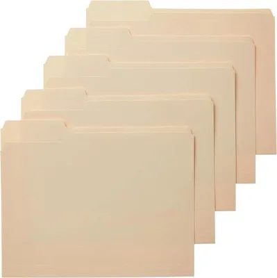 Produktbild von Bürohefte mit Tabellen, 1/3 geschnittene Seiten, mehrere Positionen, Briefformat, Manilla-Papier, Packung von 100