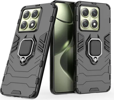 Produktbild von Xiaomi 14T Hülle - Handyhülle mit 360° Drehbarem Ringhalter & Magnet Bumper Case Schwarz