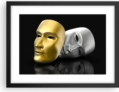 Produktbild von Gerahmtes Poster - Schwarzer Rahmen - Maske Theater Bühne Schauspieler - 40x30 cm - Wand Bild - Wanddeko - Wandbilder - Wandposter - Bilderrahmen - Bilder - Kunstdruck - Wandbild - P2BAA40x30-2432