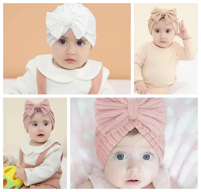 Imagen del producto de Gorro para bebé tipo turbante con lazo, talla única, color naranja, para recién nacidos