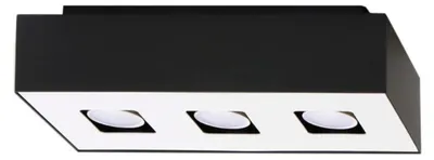 Image de Plafonnier MONO 3 noir 3xGU10 10W acier 11x14x34cm Sollux Lighting