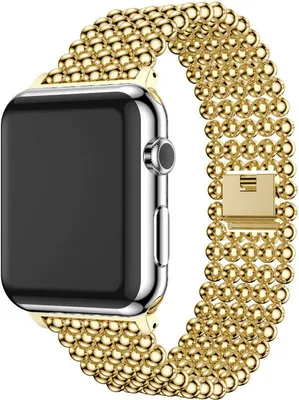 Produktbild von Strap-it Apple Watch 8 Stahlperlenarmband (Gold)