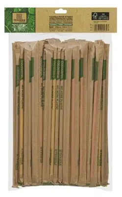 Papierstrohhalme flexibel, 5 Farben, 0,6x21 cm, 100 Stück