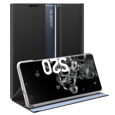 Obrázek produktu pro Galaxy S20 Ultra Pouzdro, Slim Flip Kožené Pouzdro s Okénkem a Stojánkem pro Samsung Galaxy S20 Ultra černé