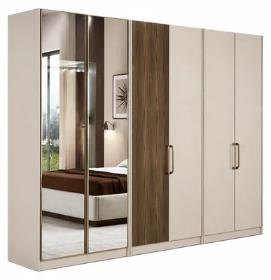 Produktbild von Moderner Beiger Kleiderschrank Designer Schlafzimmer Schränke, KI-generiertes Bild