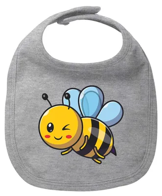 Produktbild von Huuraa Baby Lätzchen Biene Comic Heather Grey Klettverschluss  Baumwolle Latz Geschenkidee