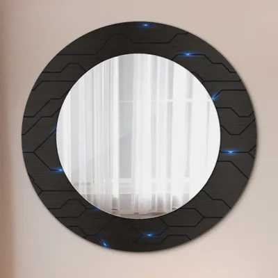 Produktbild von Zrkadlo Ø50cm - Sklenený rám s potlačou - Nástenné zrkadlo spálňa - futuristická abstrakcia
