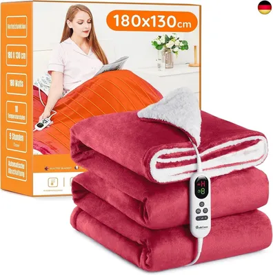 Immagine prodotto di Coperta elettrica con spegnimento automatico, 130x180cm 10 livelli di riscaldamento 1~9 ore