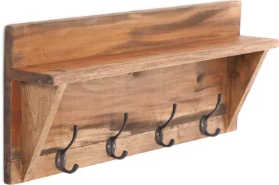 Produktbild von WANDGARDEROBE MIT REGAL "VINTAGE" | 60x26cm (BxH)  | Kleiderhaken | Farbe: 01 natur-vintage