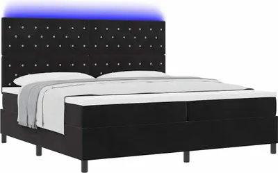 Productafbeelding van Boxspringbed met matras, zwart, 200 x 200 cm, fluweel