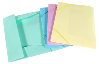 Produktbild von 6x Dreiklappmappe / Gummizugmappe / DIN A4 / aus PP / 4 Farben sortiert