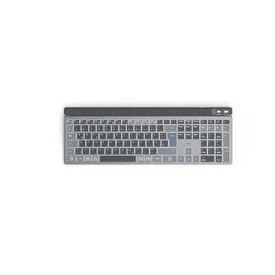 A top-down view of a wireless keyboard on a white background.