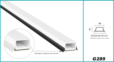 Produktbild von Glassprossen PVC weiß 1-2m - Weichlippen grau & schwarz, selbstklebend - HJ