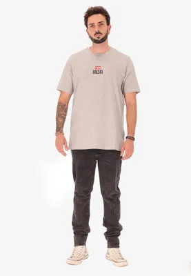 Zdjęcie produktu dla T-shirt męski, kolor szary, 100% bawełna, z logo Diesel
