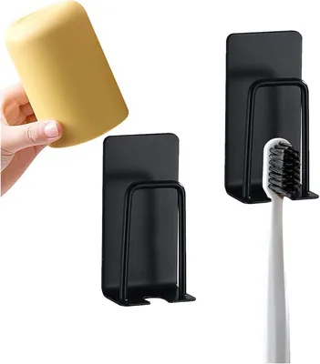 Produktbild von PolkaHome® Zahnbürstenhalter 2-in-1, Wandmontage ohne Bohren – Selbstklebender Becherhalter & Zahnbürstenständer – Edelstahl, Set