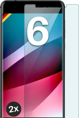 A screen protector for a Nokia 6 phone, with a large '6' graphic and a '2x' badge.