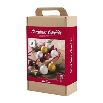Produktbild von Bastelset Weihnachtskugeln, Glaskugeln mit Glitzer, Material und Anleitung