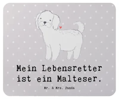 Produktbild von Mr. & Mrs. Panda Mouse Pad Malteser Lebensretter - Grau Pastell - Geschenk, mousematte, Mauspad, pc, Mousepad, laptop