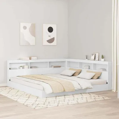 Obrázek produktu pro Maison Exclusive – Postel s úložným prostorem a policemi, bílá, rozměry 180 x 200 cm, materiál: dřevovláknitá deska