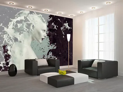 Produktbild von Vlies Fototapete Coffee & Milk 400x280 cm Tapeten Wandtapete XXL schwarz weiß Gesicht h-A-0050-a-a