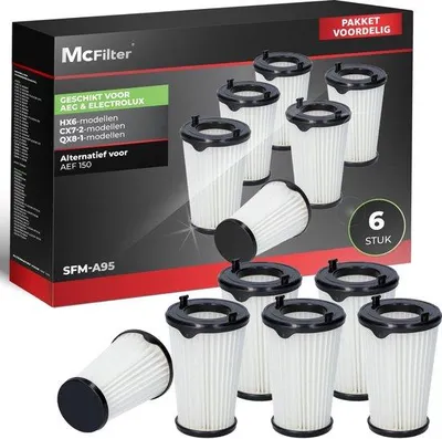Productafbeelding van McFilter 6x filter geschikt voor AEG CX7 en QX8 stofzuigers, vervanging HEPA-filter AEF150 accustofzuiger