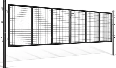 Produktbild von Faziango Doppelflügeltor Einfahrtstor Gartentor Tore Hoftor verzinkt 350cm x 100cm Anthrazit Doppelflügel - inkl. Schloss, Schlüsseln Gartenpforte Zauntor