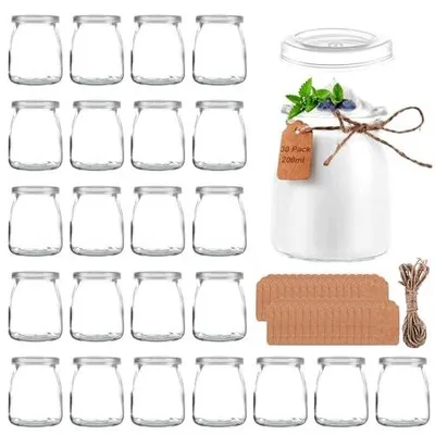 Zdjęcie produktu dla Słoiki szklane na jogurt 200 ml 30 szt. pokrywka opakowanie