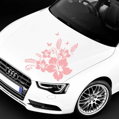 Produktbild von Aufkleber - Autoaufkleber "Hibiskus Ranke Jessi" 50cm x 50cm hellrosa - Tuning Carystyling Heckscheibe Auto