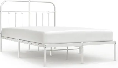 Produktbild von vidaXL Bettgestell mit Kopfteil Metall Weiß 120x190 cm