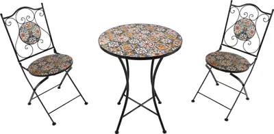 Immagine prodotto di AXI Amélie Set Bistrot da Balcone, 2 Sedie 1 Tavolo, Set Bistrò Veranda, Casa del Sol - Set Bistro da Giardino, Tavolo Bistro a Mosaico per Giardino/Balcone/Terrazza