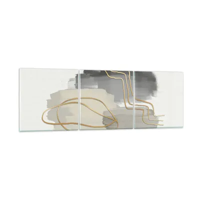 Produktbild von Bilder auf glas - 3 Teile - Abstraktion Stück Gold - 150x50cm - Glasbilder - Wandbilder - Bilder - zum Aufhängen bereit - Wanddekoration aus Glas - Glas Bilder - Wandbild auf Glas - GCA150x50-4149
