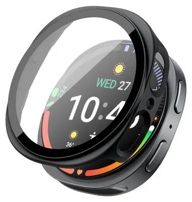 Produktbild von 360 Grad Smartwatch Hülle für Samsung Galaxy Watch8 40 mm mit Displayschutz Case Watch Cover Bumper Rundum Schutzhülle Uhr Bildschirmschutz Schwarz